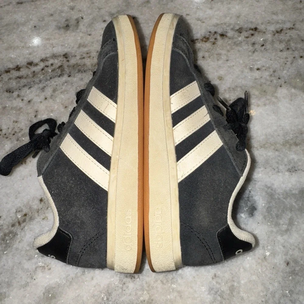 Adidas Grand Court 00s Core Black White Suede Lace Up Sneakers Kids Sz 1‎